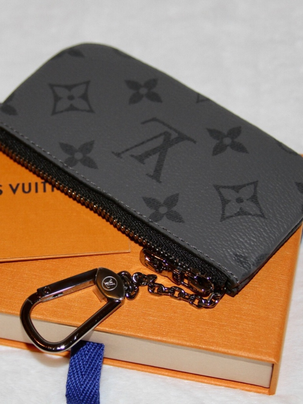 LOUIS VUITTON Pochette Cles Key Pouch Monogram Eclipse Reverse Purse Card Wallet - Picture 3 of 11